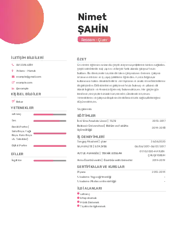 Ressam Cv Örnekleri cv indir
